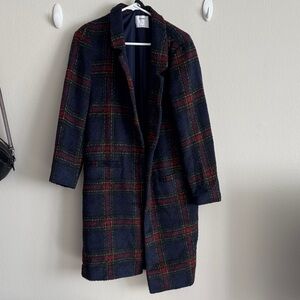 Old Navy Women's Navy Plaid Coat